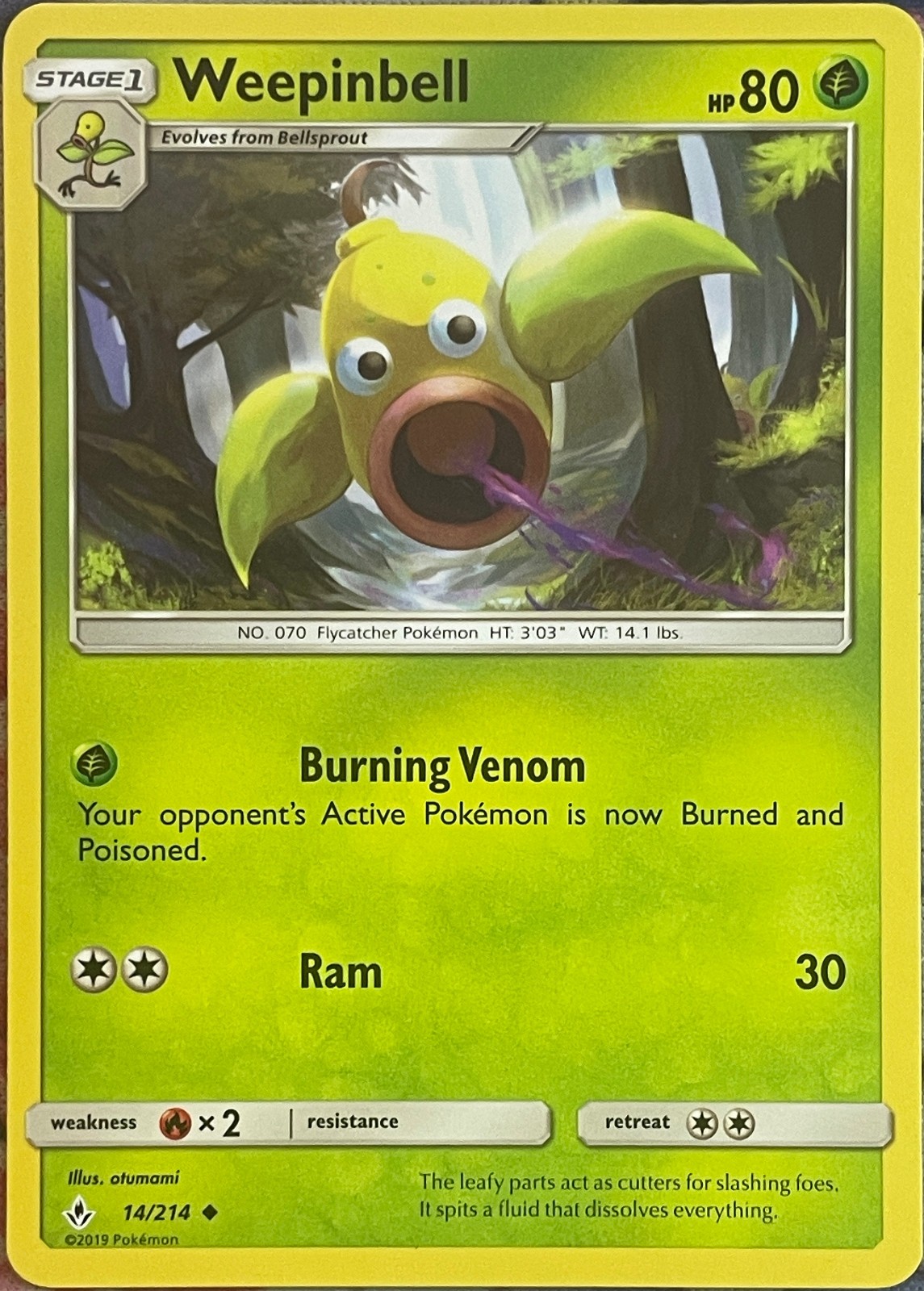 Weepinbell - 14/214 - Unbroken Bonds Pokemon 2019