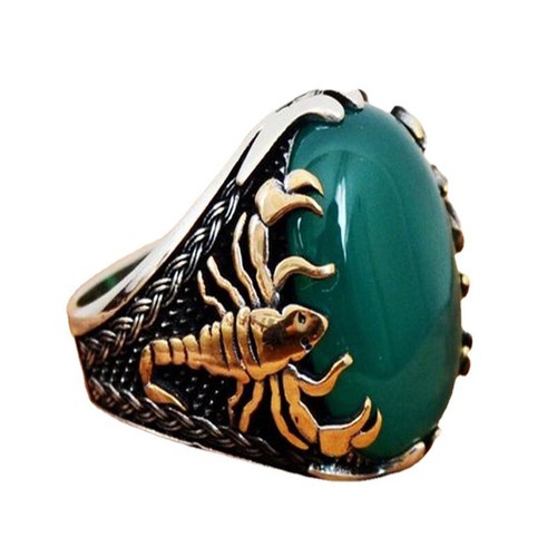 Ring Size 6-12 Elliptic Carving Amber Filled Vintage Punk Men Women - Picture 10 of 25
