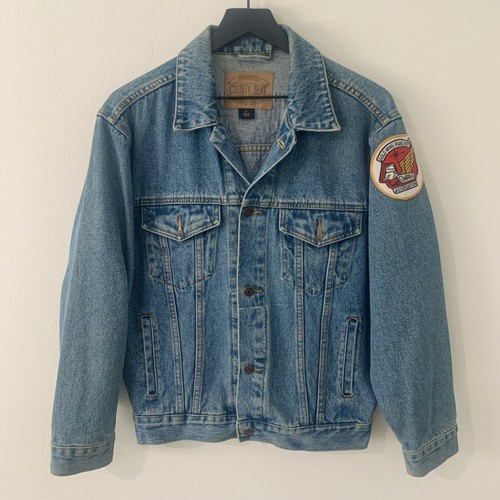 Gold Wing Denim Jacket Womens S Blue Jean Motorcycle Button Bomber Nuovo Patches - Picture 2 of 24