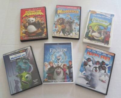 Big Lot DVD Frozen Monsters Madagascar Shrek Happy Feet Kung Fu
