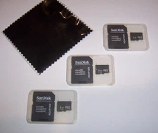 Lot of 3 New 2GB Micro SD Memory Cards, 2 GB MicroSD + Cleaning Cloth - USA