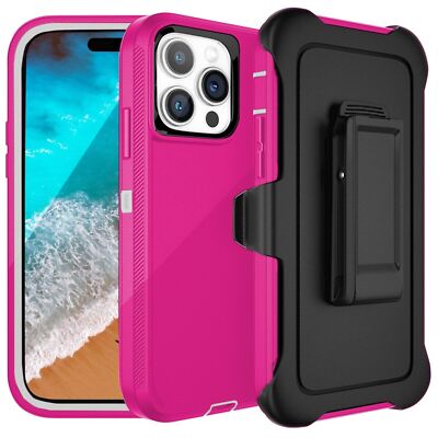 For Apple iPhone 14 13 12 11 Pro Max Defender Shockproof Case With Clip + Screen