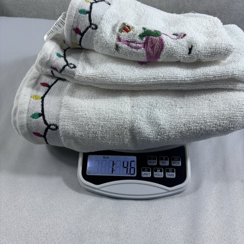 Saturday Knight Limited Flamingo Christmas Holiday Bath Hand Towel Embroidered - Picture 19 of 19
