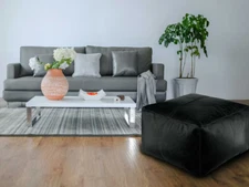 Leather Moroccan Pouffe 20'' Footrest Home Decore Unstuffed Ottoman New Boho