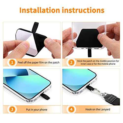 Phone Lanyard 2 Pack-2× Adjustable Neck Strap,2× Phone 21.65" Black+gray - Picture 2 of 6
