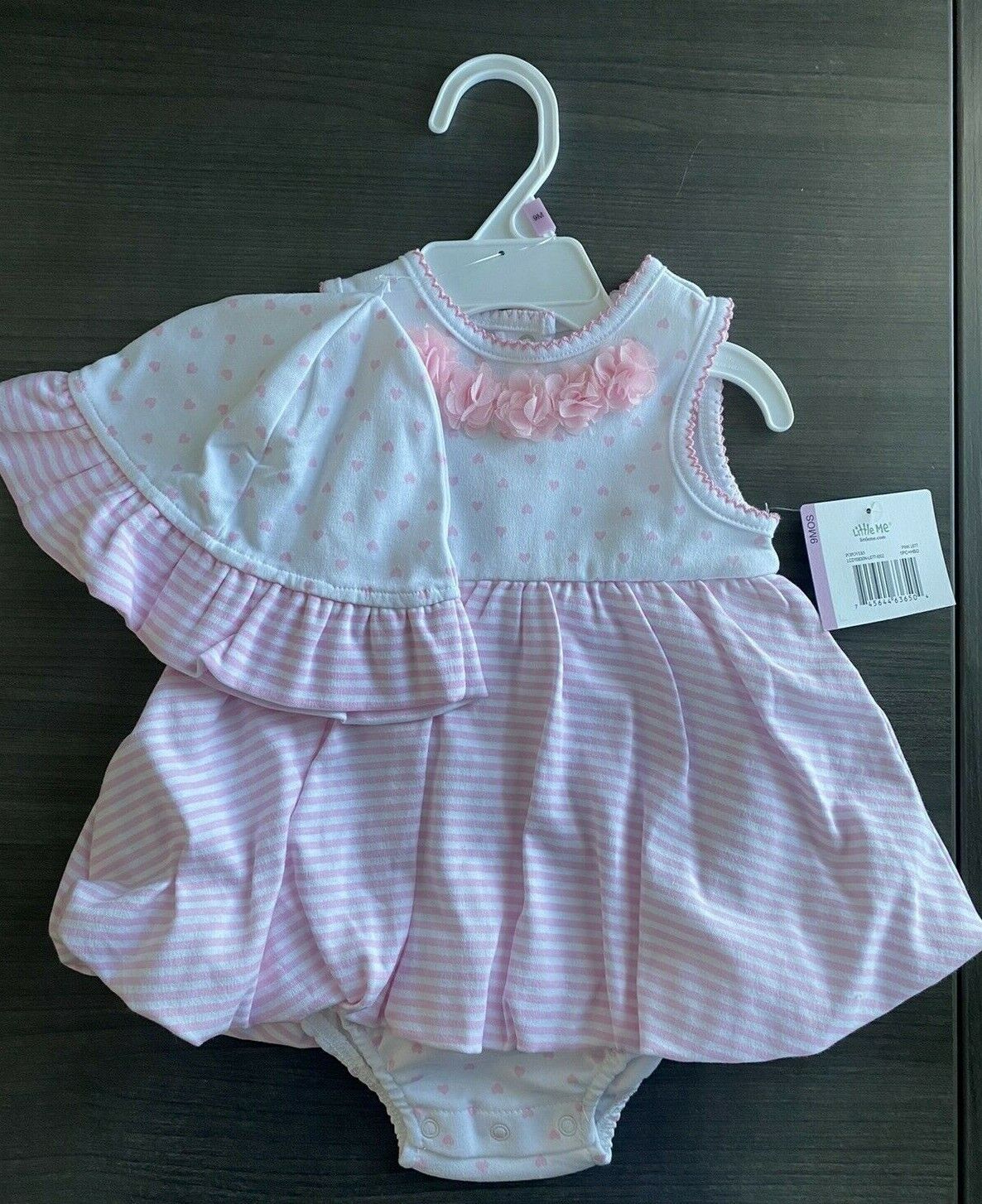 Little Me Baby 2 Piece Set (Dress & Hat) in Pink -9 Months