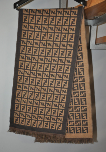 Fendi FF Monogram Women's Brown 100% Wool Scarf W… - image 1