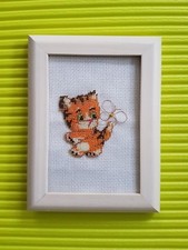 Stickbild Fertig Tiger Baby Glasperlen mit Rahmen