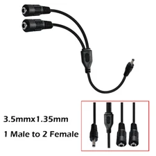 1 to 2 Way Power Splitter Cable 3.5mmx1.35mm 1 Male to 2 Female Adapter Cord