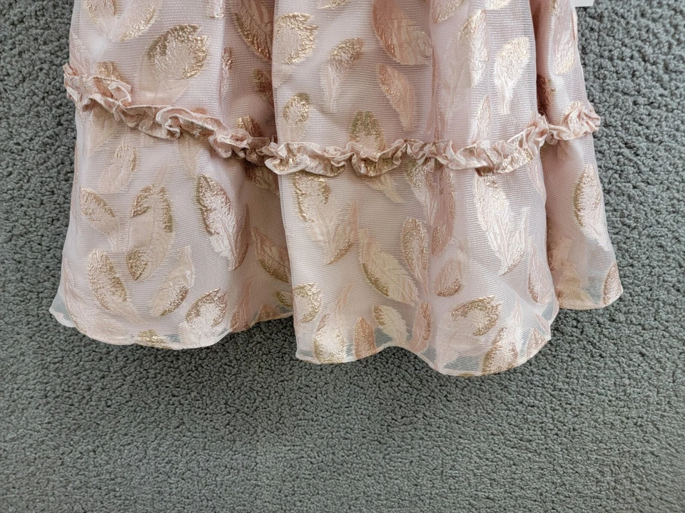 Vestido Organza Burnout Manga Abullonada Ediciones Raras Niñas Pequeñas 6 Rubor Cremallera Trasera Foto 4 de 4