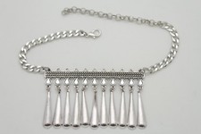 Women Boot Chain Silver Metal Strap Shoe Anklet Bling Beads Bulky Charm Strap