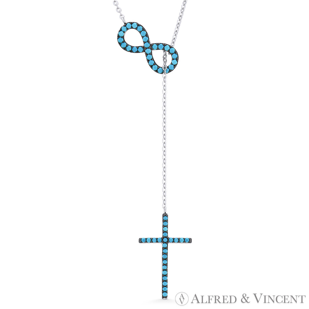Cross & Infinity Symbol 8 Charm Nano CZ Crystal .925