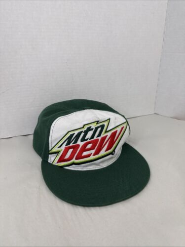 Mountain Mtn Dew Flat Bill Baseball Hat Green Snapback Trucker Adjustable Mint