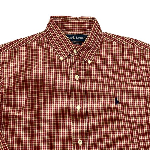 Ralph Lauren Shirt Red Check Mens S Custom Fit Long Sleeve 100% Cotton - Picture 2 of 11