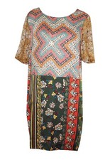 Anthro TINY XS Tunic Dress Patchwork Boho Scarf Print Floral Mixed Shift EUC