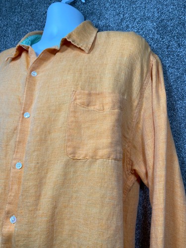 Margaritaville Shirt Mens 2XL Peach Linen Blend Lemon Key Island Reserve Beach - Picture 5 of 15