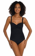 NWT  120 Sz 12 La Blanca Twist Front One Piece Black
