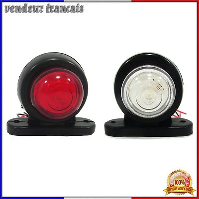 2 x 12V 24V 2 LED ROUGE ET BLANC FEUX DE GABARIT CAMION CARAVANE MINI new - Photo 1/4