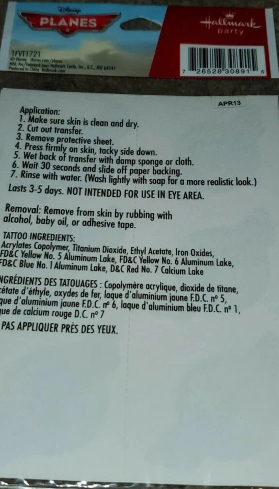 Disney Aviones Película Niños Polvorientos Fiesta de Cumpleaños Favor Tatuajes Temporales Raro Difícil de Encontrar Foto 2 de 3