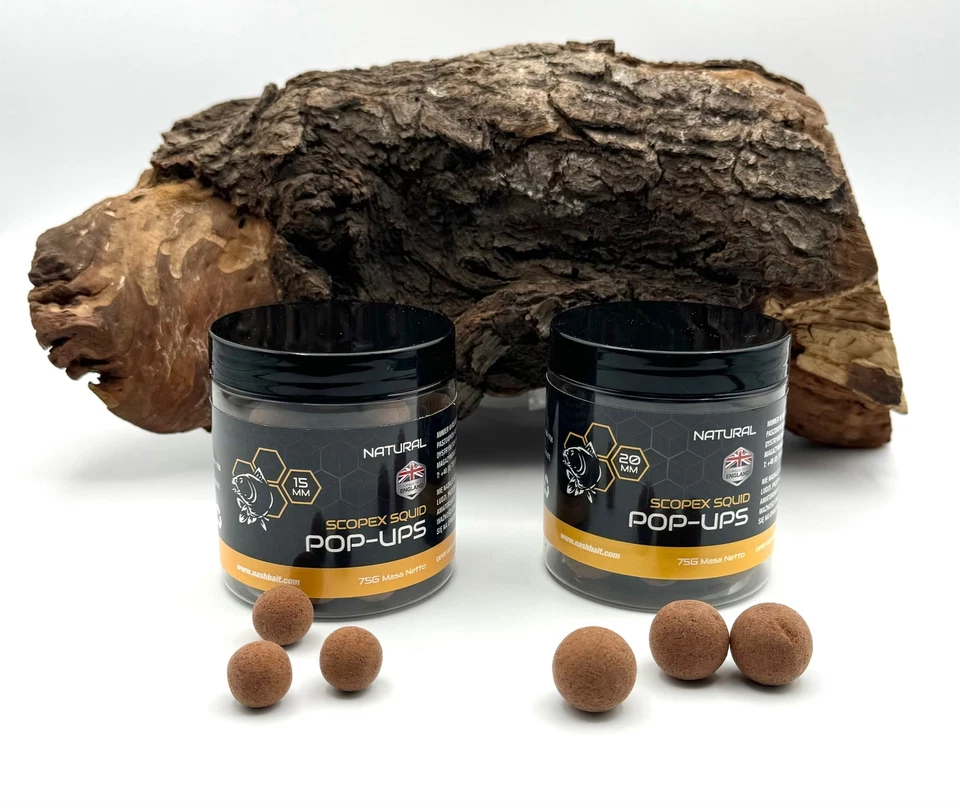 Nash Pop Ups Scopex Squid Natural 12mm 15mm 20mm 75g Boilies Karpfenfutter DA