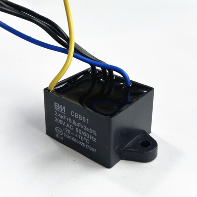 CBB61 motor fan start capacitor 5 wire, 2.4UF+0.9UF X3  300V, ± 5%,-25-70 Degree