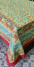 Indian Hand Block Print Square Cotton Table Cover UP | Dining Table Cloth| Green