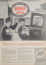 1952 Print Ad MOPAR Parts Chrysler Corporation Parts Division Detroit,Michigan