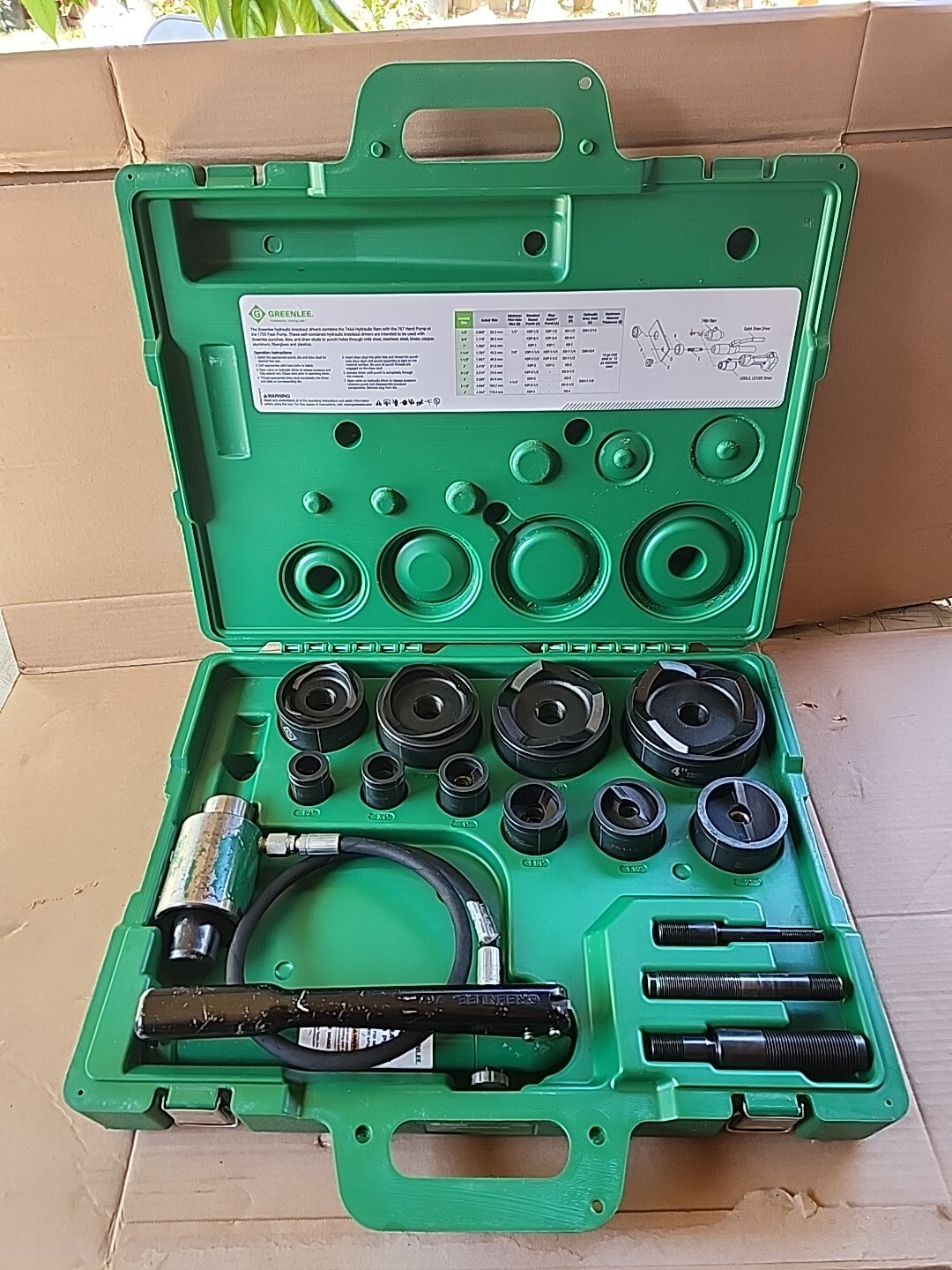Greenlee 7310SB 11 Ton Hydraulic Slug Buster Knockout Punch Set 1/2" to