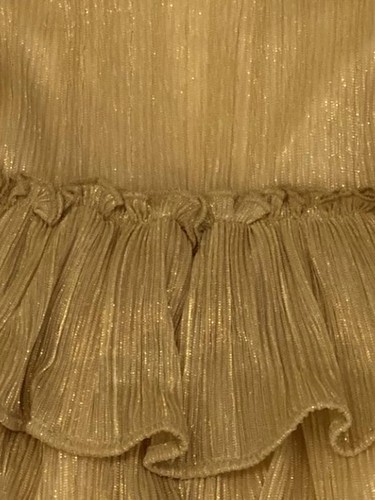 Infant Girls Ruffled Gold Shimmer Christmas Holiday Baby Dress - Picture 2 of 2