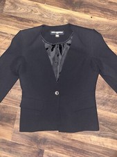 KARL LAGERFELD Paris Black One Pearl Button Jacket Blazer 2 Career EUC Designer
