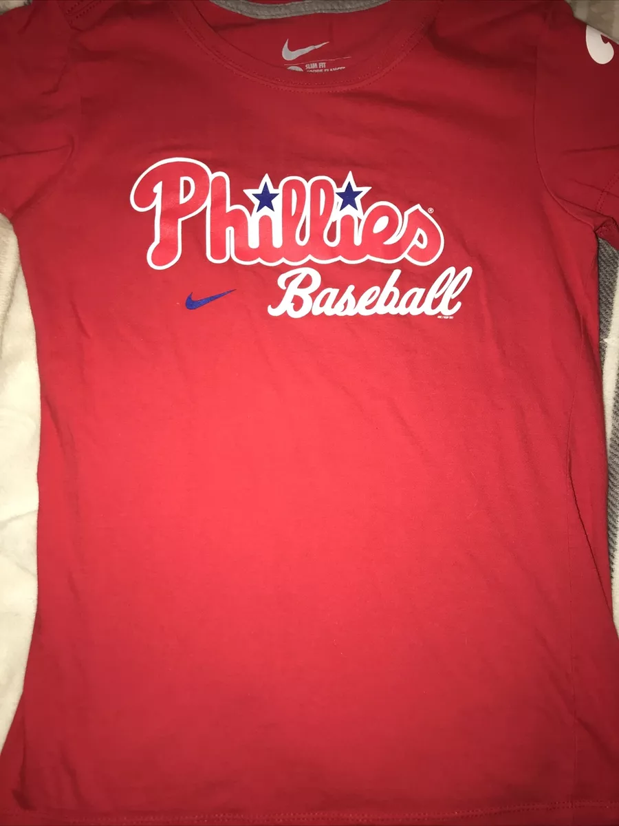 PHILADELPHIA PHILLIES T Shirt Women's SMALL NIKE Slim Fit Red MLB Gear