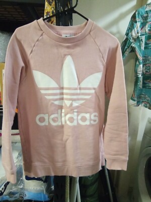 Adidas Womens Size smalln Dust Pink Rose Trefoil Crewneck Sweatshirt 