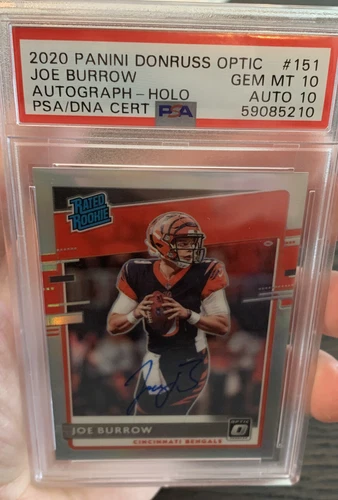 Joe Burrow 2020 Panini Donruss Optic Holo Auto Rookie RC 151 PSA 10 59085210