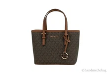 Michael Kors Jet Set Brown Signature XS Carryall Bag Purse