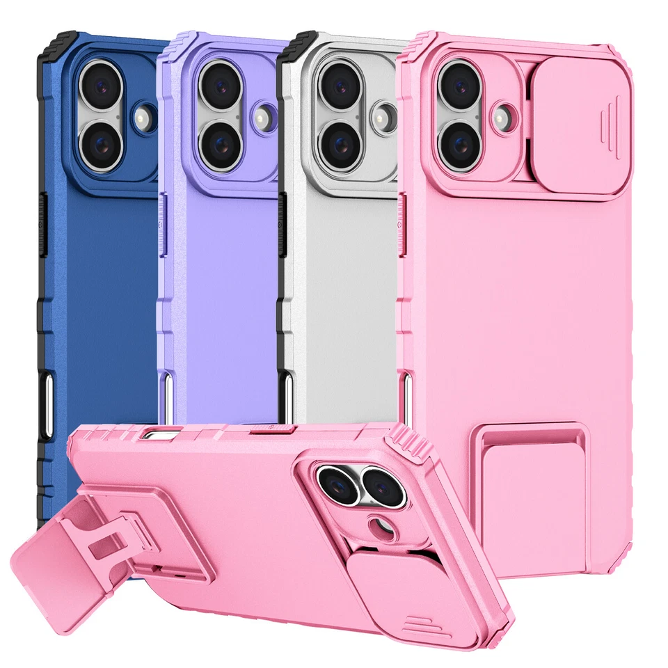 For iPhone 17 16 15 14 13 Pro Max Camera Lens Slide Protection Stand Case Cover - Image 3 of 4