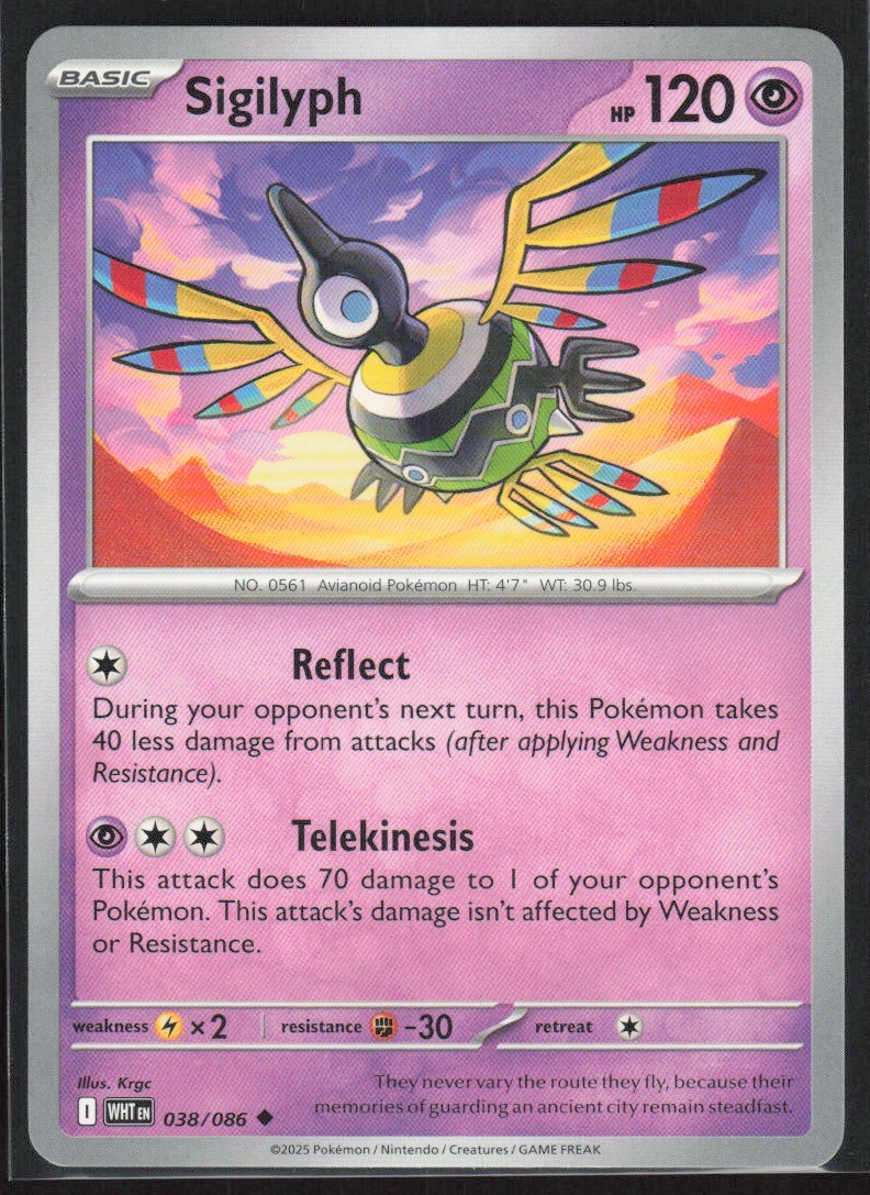 2025 Scarlet & Violet Series - White Flare Sigilyph Reverse Holo #38