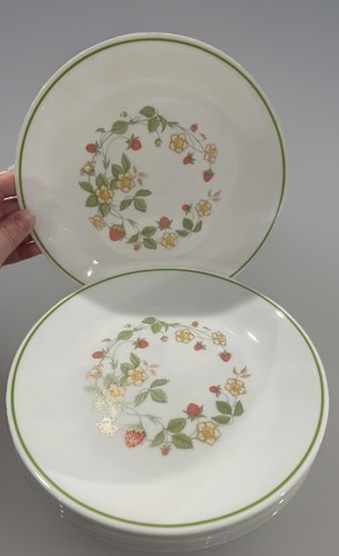 8 Corelle ERDBEERE 🍓 EISBECHER Mittagessen Salatteller 8 1/2" RAR (fast neuwertig)