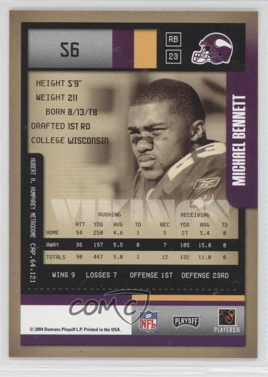 2004 Playoff Contenders Michael Bennett #56 - Image 2 of 2