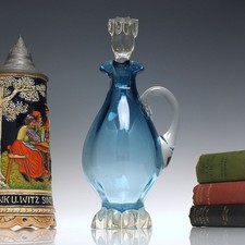 Vintage Blue Glass Claret Jug c1970
