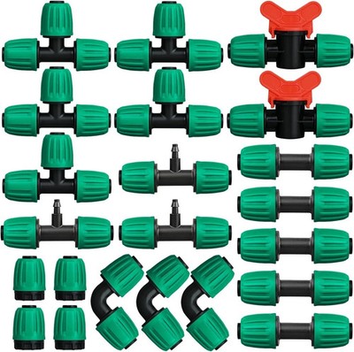 22 Pcs Drip Irrigation Fittings Kit for 1/2 in Tubing, Drip Line Parts for Sp...
