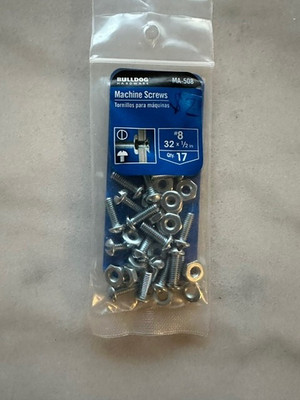 Bulldog Hardware ~  MA-508 Machine Screws, #8 - 32 X 1/2'' Qty. 17