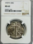 1929-S Walking Liberty Silver Half dollar NGC MS62 LOOKS WAY UNDER GRADED!!!