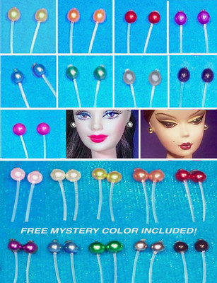 Dreamz PEARL EARRINGS Nylon Plastic Stud Posts Jewelry for 11.5'' doll 11 COLORS