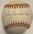 Johnny Vander Meer Signed baseball with inscriptions 6/1/38 & 6/15/38 no hitters