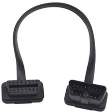Flat Slim OBD2 Extension Cable 1FT/30cm, 16Pin Male to Female OBD II Port