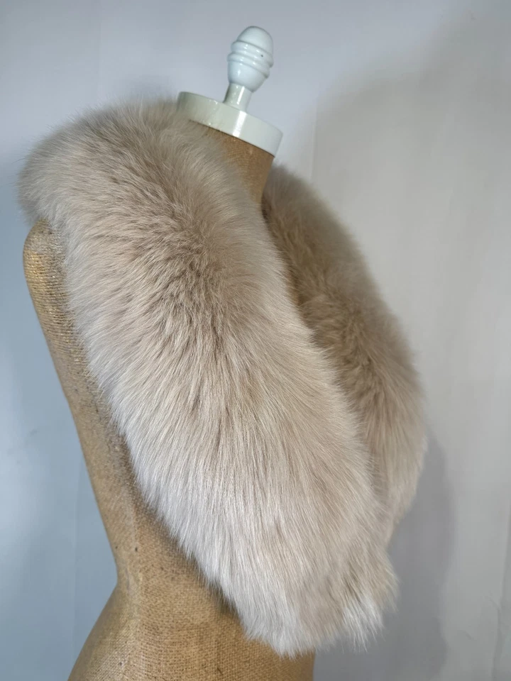 Abrigo Chaqueta Cuello Bufanda Vintage Años 80 Gris Plateado Piel de Zorro Genuina Hecho en Canadá Foto 3 de 4