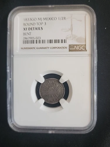 Mexico, Guanajuato 1/2 real 1833 Go MJ NGC XF DETAILS  NICE 