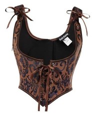 Corset Tops for Women Renaissance Underbust Corset Boned 10 Mocha Jacquard