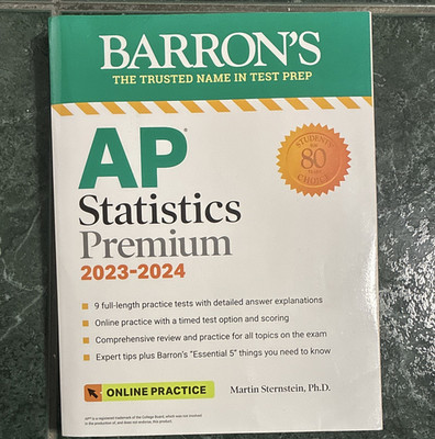 Barron's AP Statistics Premium 2023-2024 Study Guide Book w/ Online Practice