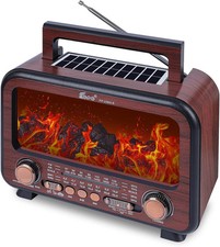 Retro Portable Radio AM FM SW Shortwave Radio with Bluetooth Speaker,Flame Atmos